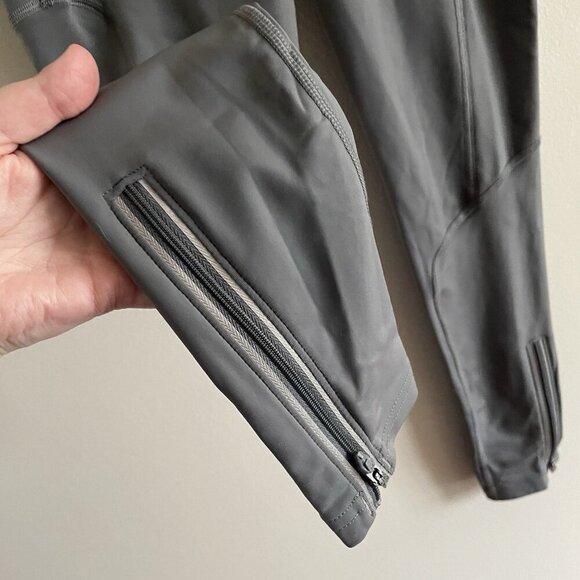 Under Armour HeatGear Men Size S Gray Ankle Zip Run Compression Leggings - Picture 3 of 11